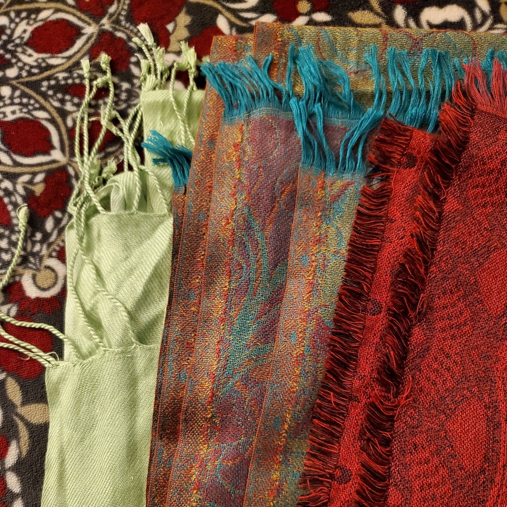Wrap / Scarf Bundle Lot of 3 - Super Soft & Flowy with Fringe